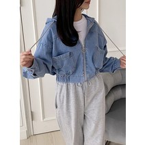 여자 남심저격 밴딩셔링 캐주얼 후드 반크롭 청자켓