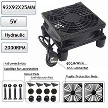 무동력 캠핑 에코 팬 가스 난로5V USB 라우터 팬 TV 상자 쿨러 80mm 92mm 120mm PC DIY 승/나사 보호 그물, 02 92X92x25 Hydraulic