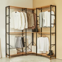 상도가구 모던하임 코너행거 2200 시스템행거 드레스룸행거 코너형행거 행거, W2200_블랙프레임+아카시아_CO