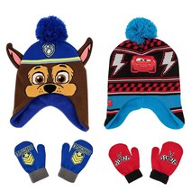 ABG Accessories 남아용 작은 겨울 모자 및 장갑 세트 퍼피 구조대 및 라이트닝 맥퀸 키즈 블루/레드 4-7 Years