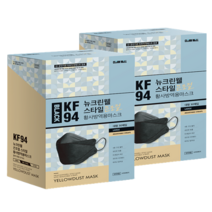 뉴크린웰 끈조절 스타일 황사방역용마스크(KF94)(대형), 30개입, 2개, 블랙