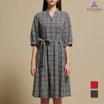 [비비올리비아] [비비올리비아] 깅엄 체크 끈 원피스_VVCOAWM4251