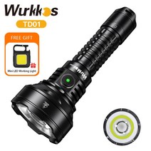 레이저포인터 Wurkkos 21700 충전식 전술 손전등 LED USBC 2200Lm 토치 PMMA 렌즈 1039M IPX8 방수 EDC 테일 스위치 TD01, 없음, 2.Without Battery  Black