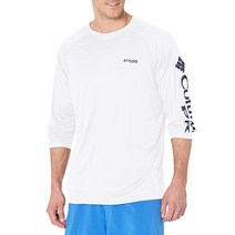 Columbia 남성용 PFG 터미널 태클 UPF 50 긴팔 낚시 티셔츠 블랙/쿨 그레이 로고 1X, 3X Tall, White/Nightshade Logo