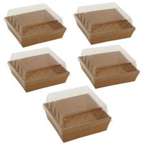다인네 국내산 정사각 직사각 크라프트 일회용 도시락 5P, 정사각5P