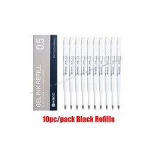 Xiaomi오리지널 금속 로그인 펜 Mi 볼펜 PREMEC 부드러운 스위스 리필 05mm 일본 검정 파란색 잉크 서명, 10 Kaco Black Ink