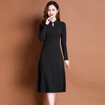 울니트원피스 고급 겨울 가을 여성의류 거물급 디자인 스몰 칼라 시크 솔리드 무지 이너 스웨터 4997798766