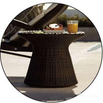 라탄 썬베드 펜션 수영장 호텔 리조트 테라스 태닝 야외 의자, 원형 45CM 사이드 테이블