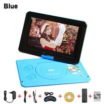 휴대용 dvd 플레이어 10.1 인치 TV DVD vcd CD 비디오 홈 자동차 생일 새해 선물 충전식 SD 카드 USB 직접 재생, 01 파란