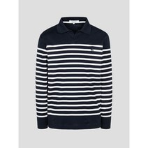 스트라이프 오픈 칼라넥 티셔츠 네이비 (BC4141C01R)