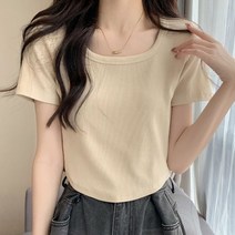 버킷웨어 슬림핏 U넥 굴림 반팔 티셔츠