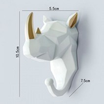 1PCS 북유럽 동물 교수형 코트 후크 벽 펀치없는 사슴 머리 키 행거 홈 스토리지 침실 및 드로잉 룸, White rhino