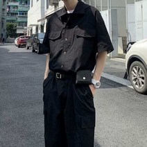 작업복 점프수트 포켓 여름 캐주얼 남자 반팔 오버핏