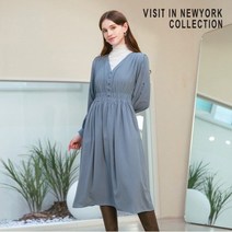 비지트인뉴욕 소매 롤업 셔링 롱 원피스 VX8OPF1