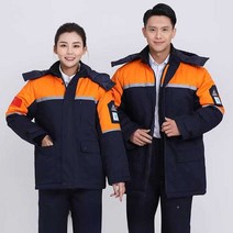 겨울 작업복 절연복 패딩 공장 유니폼 주유소 용접복, C정전기 방지- 오렌지 네이비 블루 XXXL