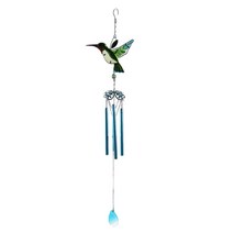 THE VEDO SHOP 17'-31' 대형 윈드차임 Hummingbird W/플랩 윙즈 뮤지컬 윈드 차임, 녹색 벌새 4 튜브, 금속