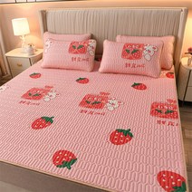 라텍스 돗자리 베개커버 세트 A라인 침대 쿨링 돗자리 여름 세탁기 가능 비보뉴 I933K496, 딸기