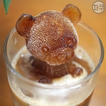 차쿠 홈카페 곰돌이 캐릭터 동물 모양 얼음틀 실리콘 몰드 3개입, 화이트