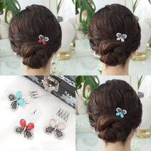 살롱드메리 작은나비 웨딩 헤어악세사리 한복 헤어빗핀 뒤꽂이뒷꽂이