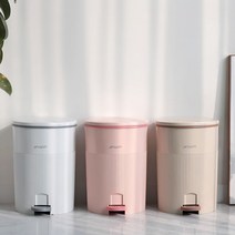 사무실 아이방 책상밑 무소음 페달 휴지통 9.2L 쓰기편한, 스트라이프 페달 9.2L_핑크, 단군쿠팡1 스트라이프 페달 9.2L_핑크