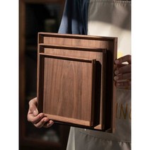 베이킹 트레이 원목 사각 쟁반 진열 베이커리 카페, 블랙 월넛 20x20x2.5cm