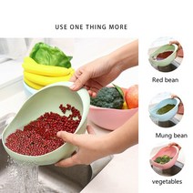 다채로운 두꺼운 주방 쌀 세탁기 쌀 세척 체 쌀 세척 분지 플라스틱 배수 야채 세척 바구니, 한개옵션0