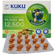 뉴질랜드 쿠쿠 초록잎홍합 오일 12500 ﻿120캡슐- 4개월분 ﻿﻿﻿New Zealand KUKU Green Lipped Mussel Oil, 120정, 1개
