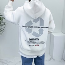 봄 네오프렌 프린팅 박스 오버핏 후드 티셔츠