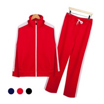 사이드 배색 네이비 집업 트레이닝 세트_SJ004S_Red