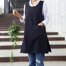 방가지똥 빅포켓 블랙린넨 앞치마 원피스 어린이집 유치원, 77사이즈, 1개