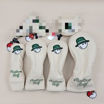 신상품 골프채 세트 퍼터 하프 라운드 원 우드 폴 커버 한판 어부 헤드 보호 케이스, 베이지(1세트 4개)