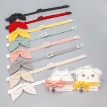 엠몰리 가벼운 강아지 고양이 인식표 목걸이 패브릭 목줄 안전버클 린넨 콩리본, 린넨 민트, 앞쪽+안쪽 제작(추가정보란에 문구기재)