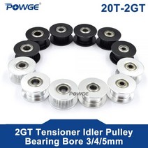 POE 2M 2GT 20 치아 동기식 휠 들러 풀리 보 345mm 베링 블랙 용 GT2 타이밍 벨트 폭 6MM 20teeth T, Bore 5mm With Teeth, For width 6mm-Black, 50pcs