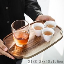 나무도마 빵진열트레이 우드 반달 트레이 나무쟁반 나무 차 아카시아 직사각형 커피 서빙, 레이스 28x18cm