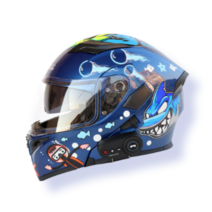 킥커머스 초경량 블루투스 풀페이스 시스템 오토바이헬멧 하이바 바이크 헬멧, L, 아쿠아샤크