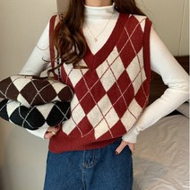 드레스날다 타임머신 아가일 패턴 니트 베스트(mknit1511)