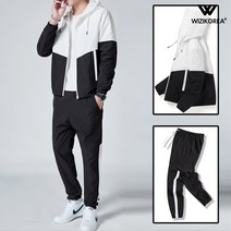 위즈아이 V배색 후드 트레이닝세트 남자 집업 조거팬츠 SET WI073SET