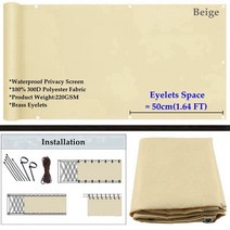 정원 전원 주택 울타리 펜스 가든 일 그늘 toldo 그레이 베이지 밀키 100% 폴리 에스터 방수 발코니, 02 Beige_31 2m x 4m
