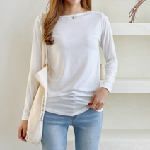 블루종 블루종 입술넥 무지 긴팔 티셔츠_B2302TS005A
