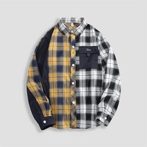 커크 남성용 루즈핏 체크 긴팔 셔츠 GV45-H