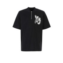 23SS Y3 YAMAMOTO 블랙 코튼 오버사이즈 티셔츠 H44812 BLACK
