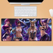KDA 리그 오브 레전드 마우스 장패드 게임 주변 마우스패드 라지 사이즈 내오염성 견디다 창의 기념 선물, 1000*500*4mm, 패턴-5