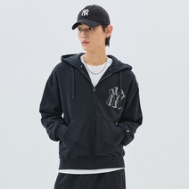 [국내정품]MLB 엠엘비 베이직 메가로고 후드집업 NY Black
