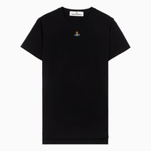 (당일) 22FW 비비안 웨스트우드 ORB 로고 자수 블랙 여성 반팔 티셔츠 1G010002J001MGON401