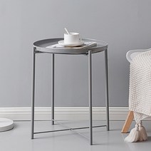 철제 원형 사이드 테이블 간이 탁자 조립식 거실 안방