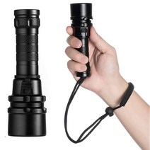 LED 충전식 완전 방수 수중 다이빙 랜턴 손전등 후레쉬, 블랙