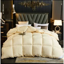 포근한 구스이불 다운 누빔 겨울이불 헝가리 구스 따뜻한 거위털 사계절 화이트 배게 고급호텔, 다운 이불 옐로우