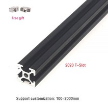 2020 T-슬롯 알루미늄 프로파일 압출 프레임 2 개 유럽 표준 검정색 선형 레일 CNC 3D 프린터 카메라 슬라이더 가구, 800mm