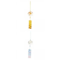 2 조각 일본식 유리 바람 종 장식 장식 매달려 홈 파티오, 붕규산 유리, 노란색