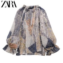 여성 하프넥 리본 ZARA 자라 오버 블라우스